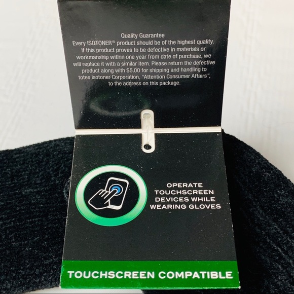 Totes Isotoner w/ SmartTouch Technology Black Velour Gloves One Size NWT - Picture 4 of 8